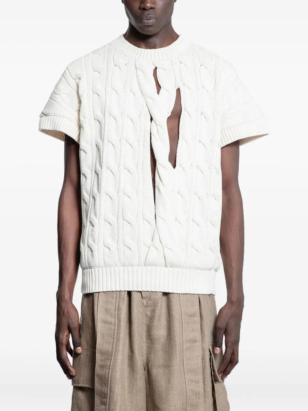Hed Mayner cut-out cable-knit top | Neutrals | Image 1