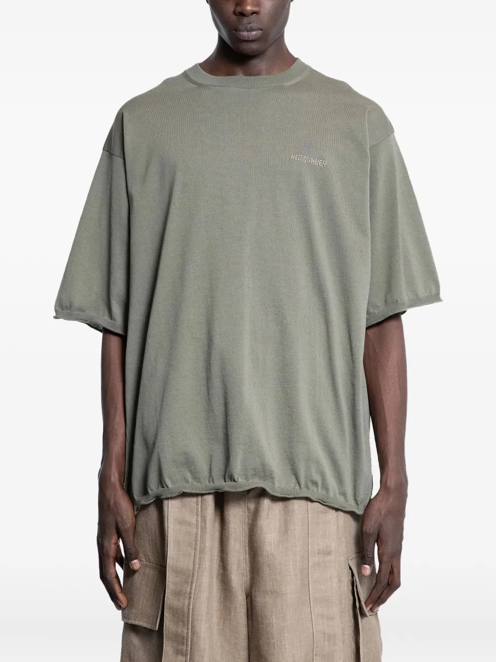 Hed Mayner logo-embroidered short-sleeve jumper | Green | Image 1