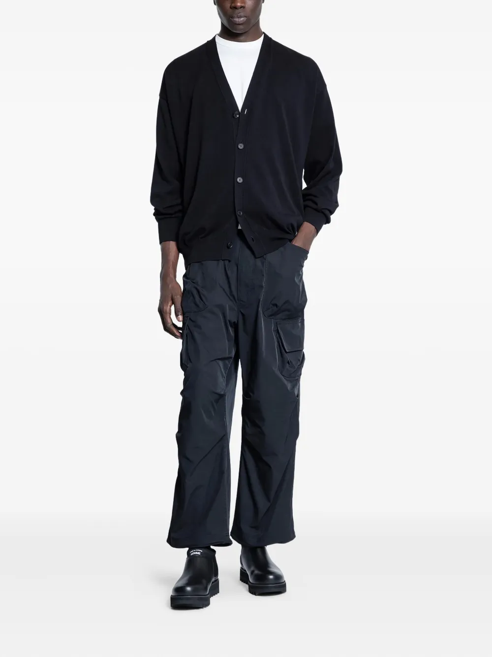 Comme Des Garçons Homme Deux Logo-detail Cardigan In Black