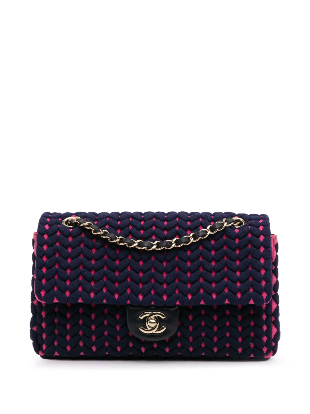 CHANEL Pre-Owned 2019 Medium Classic Woven Jersey Single Flap shoulder bag | Pink | Image 1