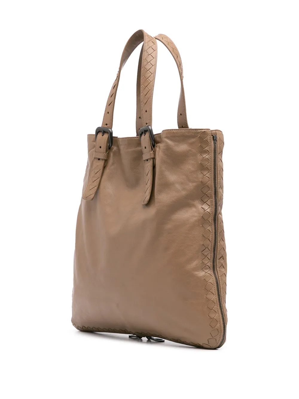 Pre-owned Bottega Veneta 2012-2024 Leather Intrecciato Side Zip Tote Bag