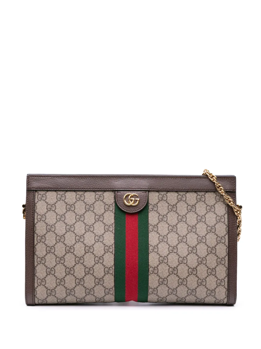 Pre-owned Gucci 2016-2024 Medium Gg Supreme Ophidia Web Chain Shoulder Bag