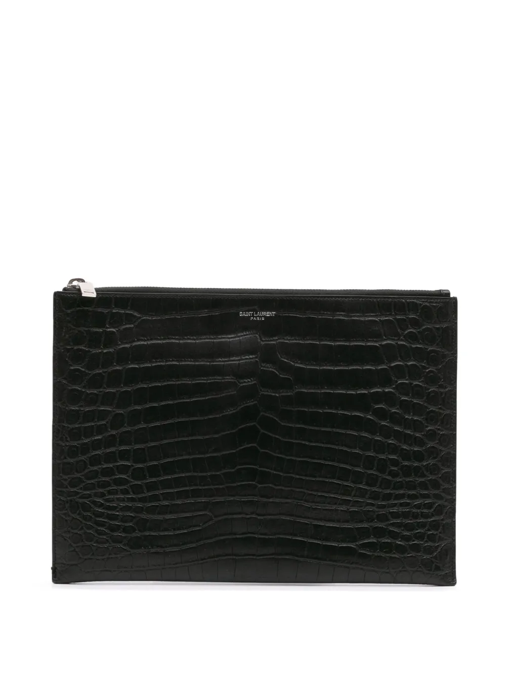Pre-owned Saint Laurent 2017 Croc Embossed Leather Clutch Bag