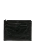 Saint Laurent Pre-Owned 2017 Croc Embossed Leather clutch bag - Black