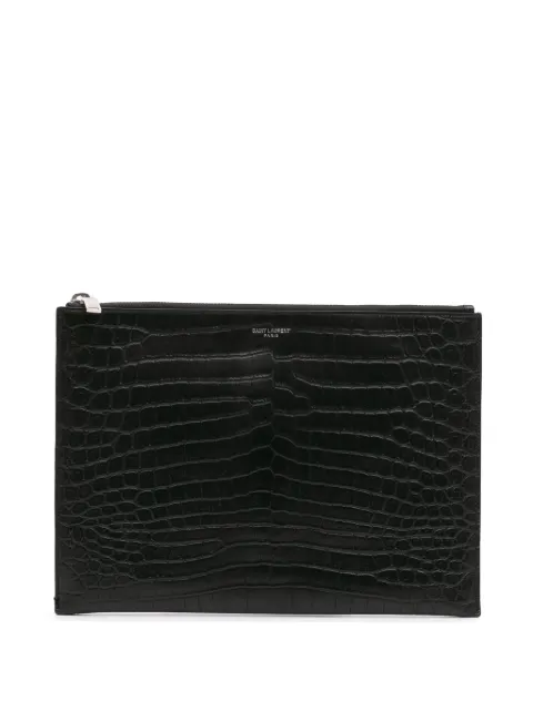 Saint Laurent Pre-Owned 2017 Croc Embossed Leather clutch bag