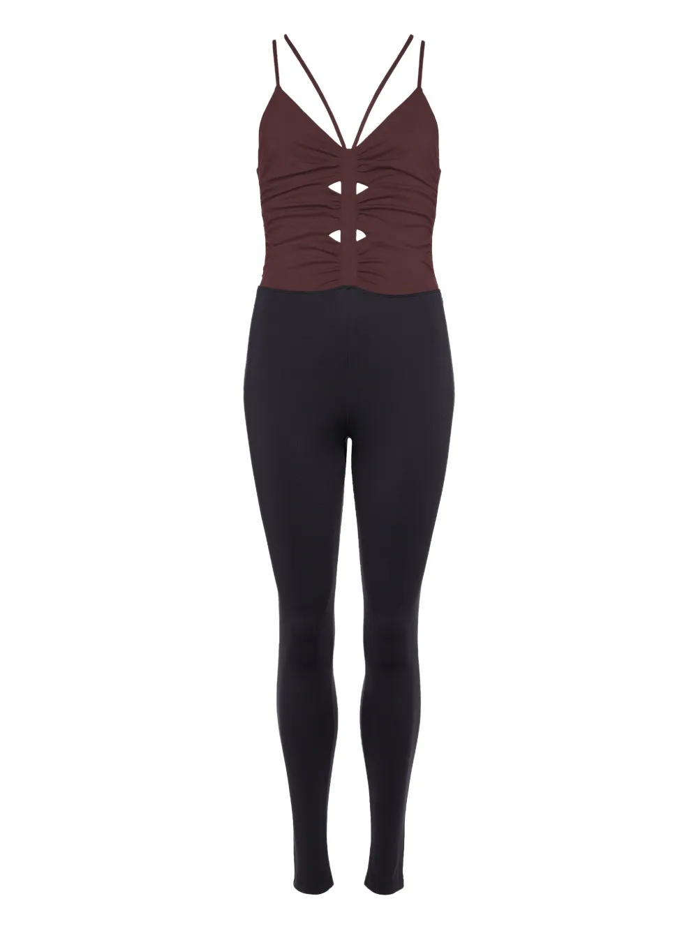 ERES Indra cross-back ruched jumpsuit | Brown | Image 1