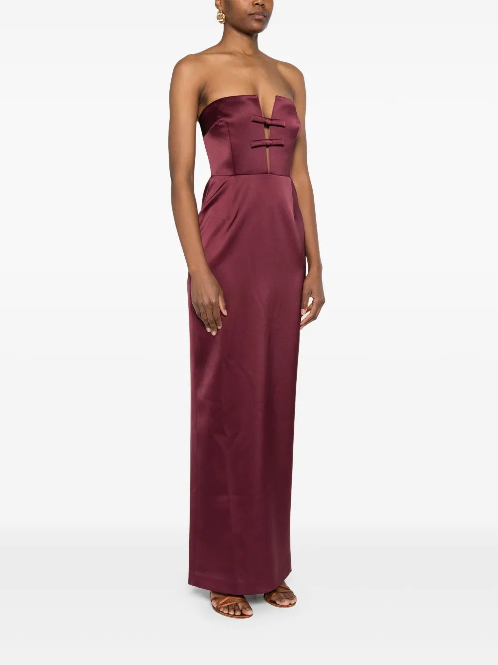 The New Arrivals Ilkyaz Ozel Maxi-jurk met strikdetail Rood