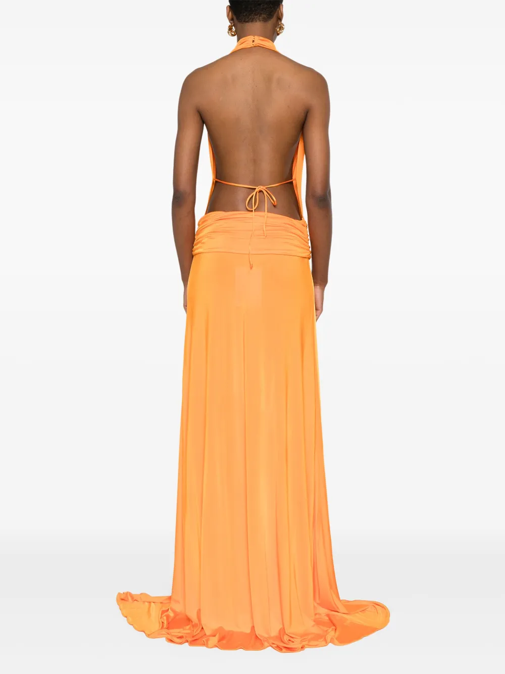 The New Arrivals Ilkyaz Ozel Jurk met waterval V-hals Oranje