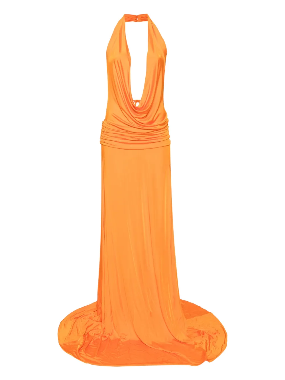 The New Arrivals Ilkyaz Ozel Jurk met waterval V-hals Oranje