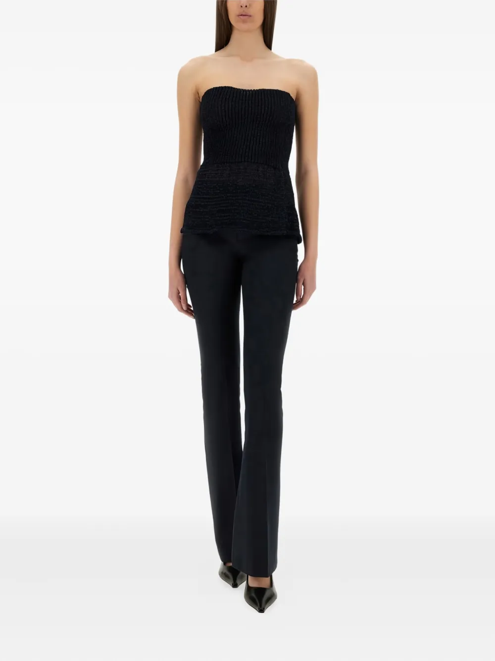 Pt Torino Flared-leg Tailored Trousers In Black