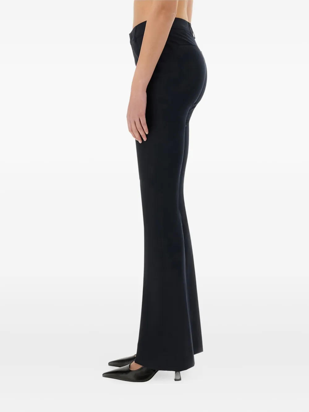 Pt Torino Flared-leg Tailored Trousers In Black