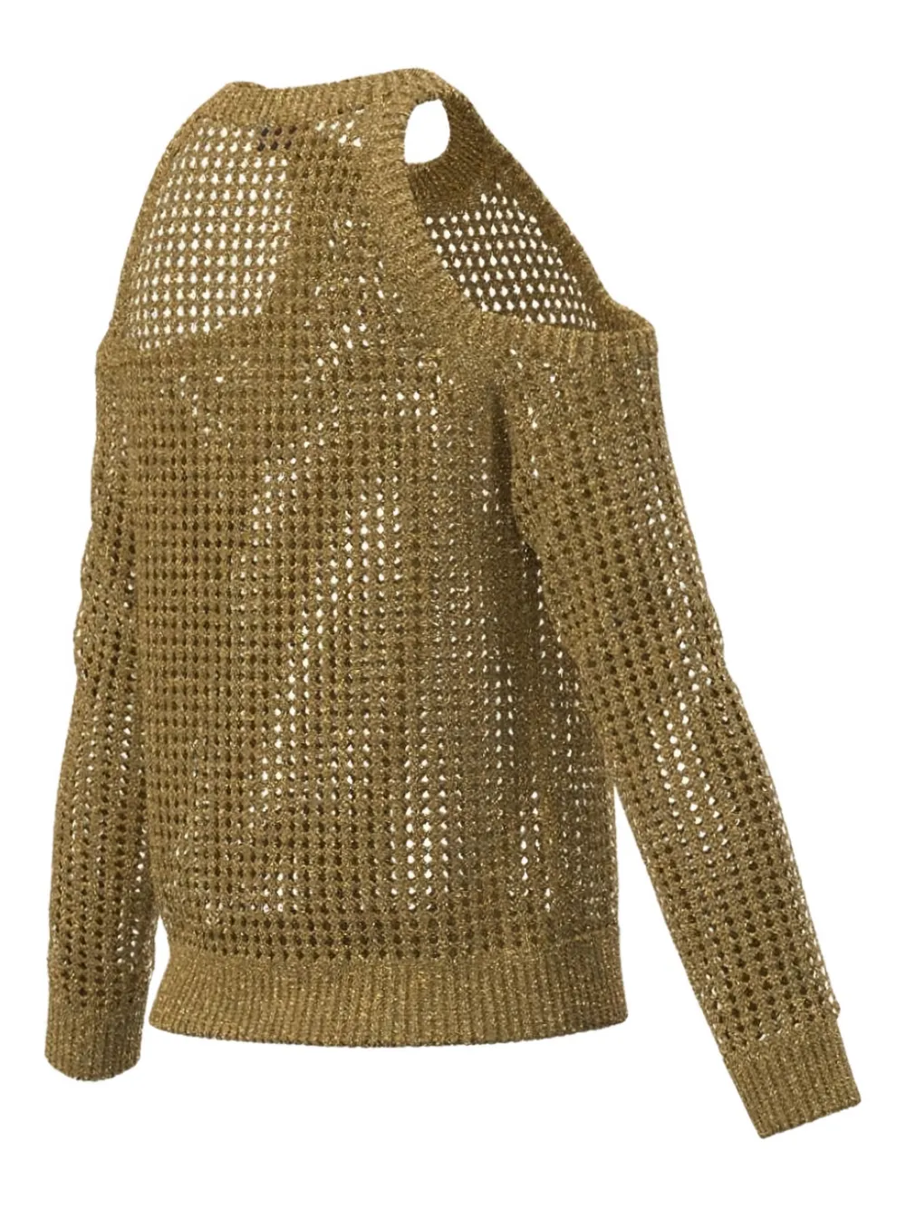 Marella open-shoulder grid-knit sweater Bruin