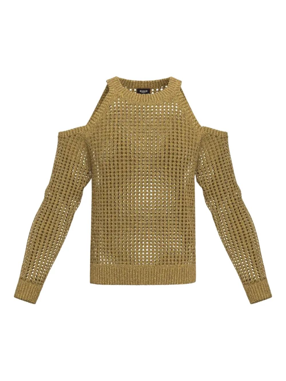 Marella open-shoulder grid-knit sweater Bruin