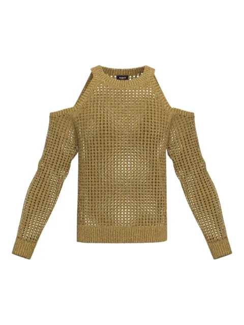 Marella open-shoulder grid-knit sweater
