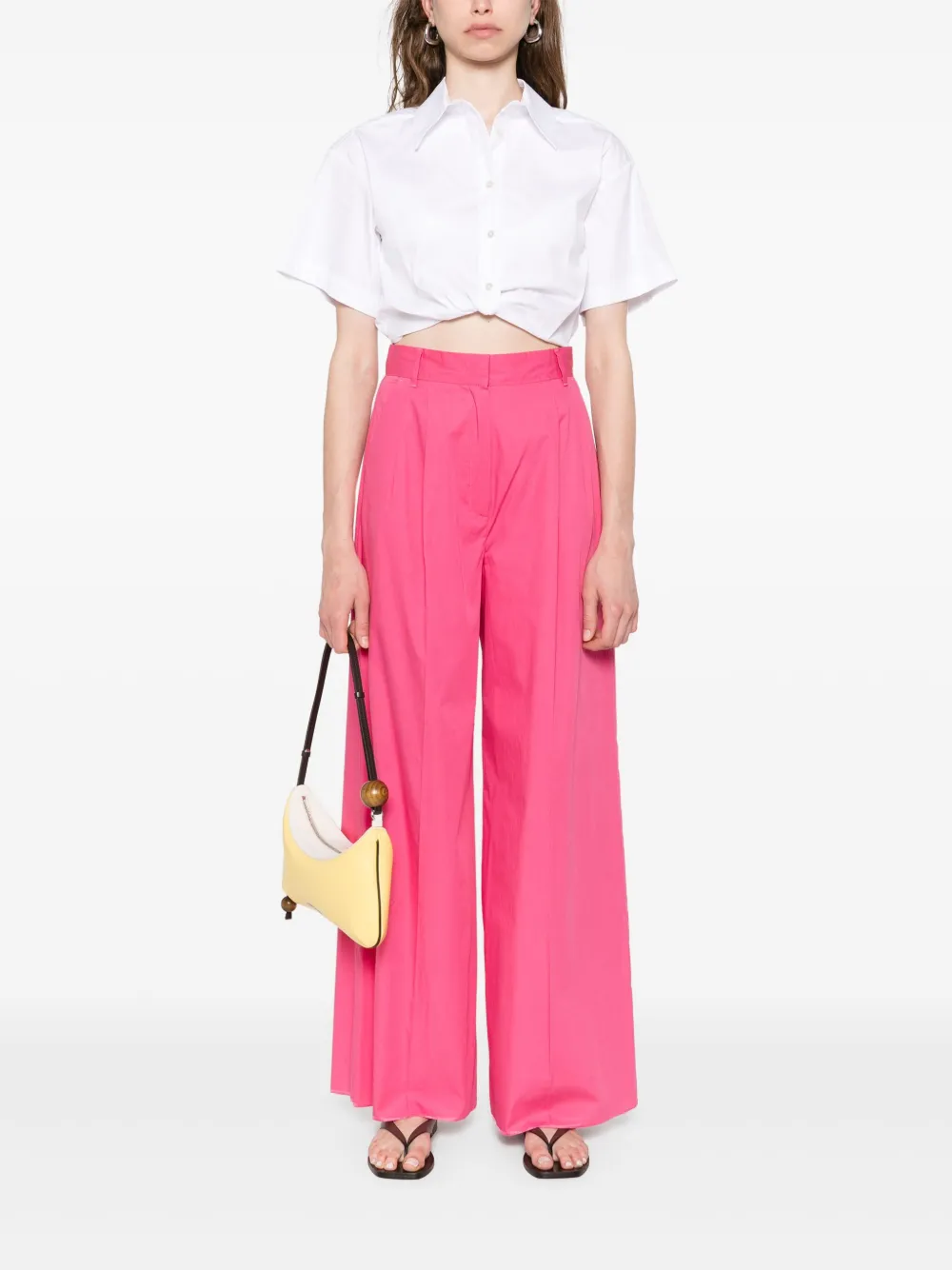 Marella gathered cropped shirt - Wit