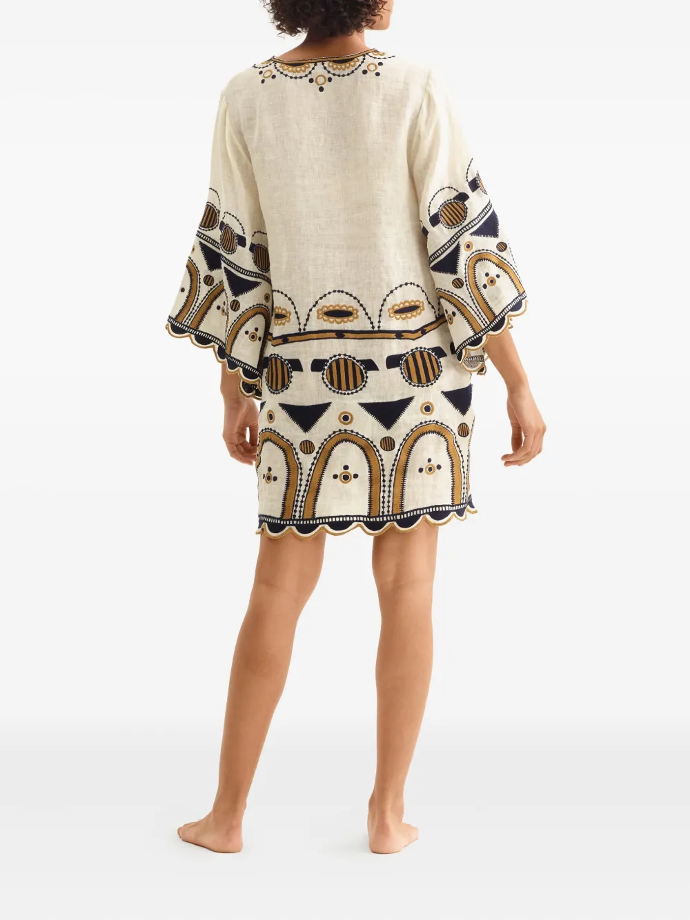 ERES Medaillon midi-jurk met borduurwerk Beige