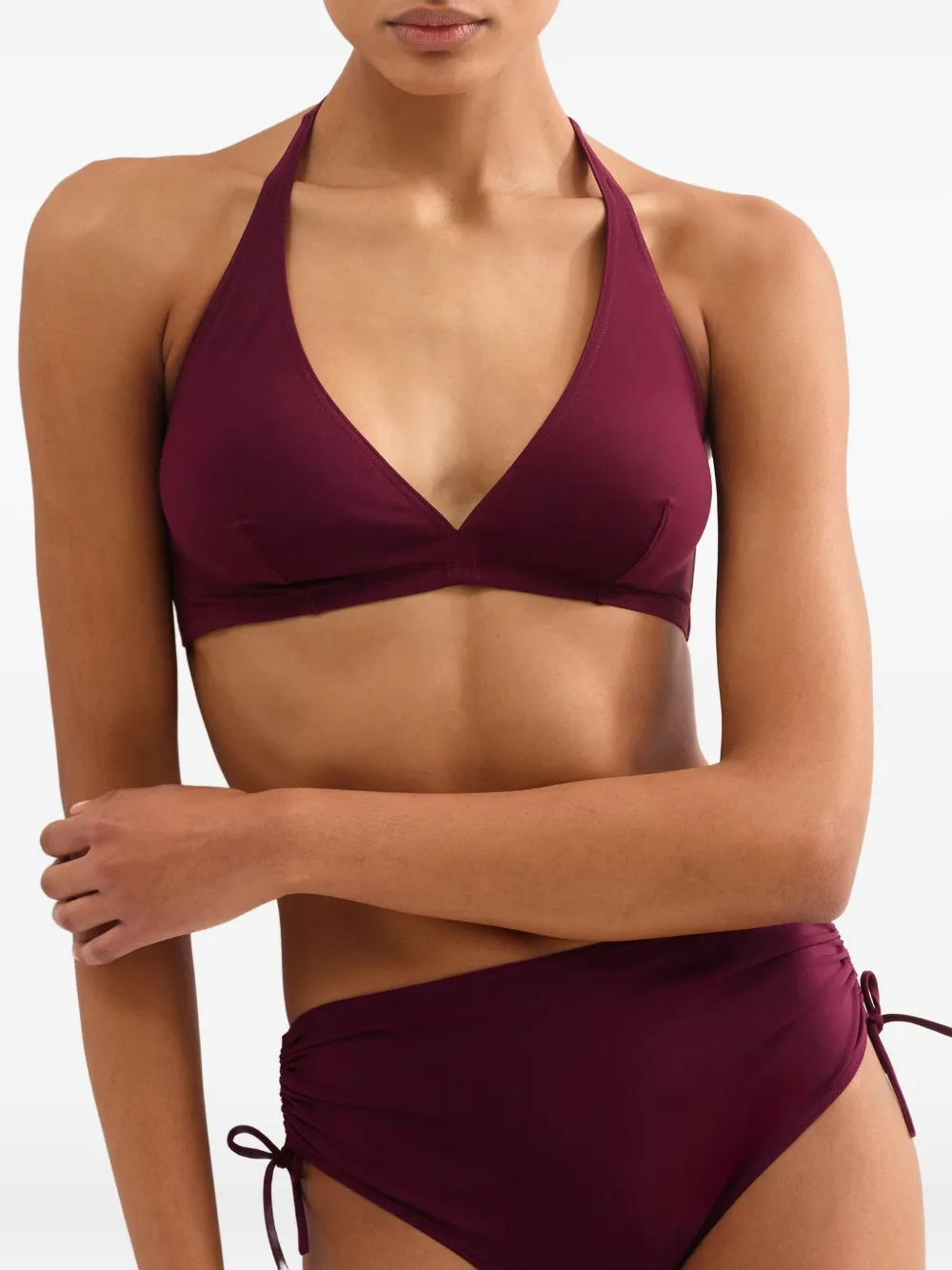 Eres Gang Halter-neck Triangle Bikini Top In Burgundy