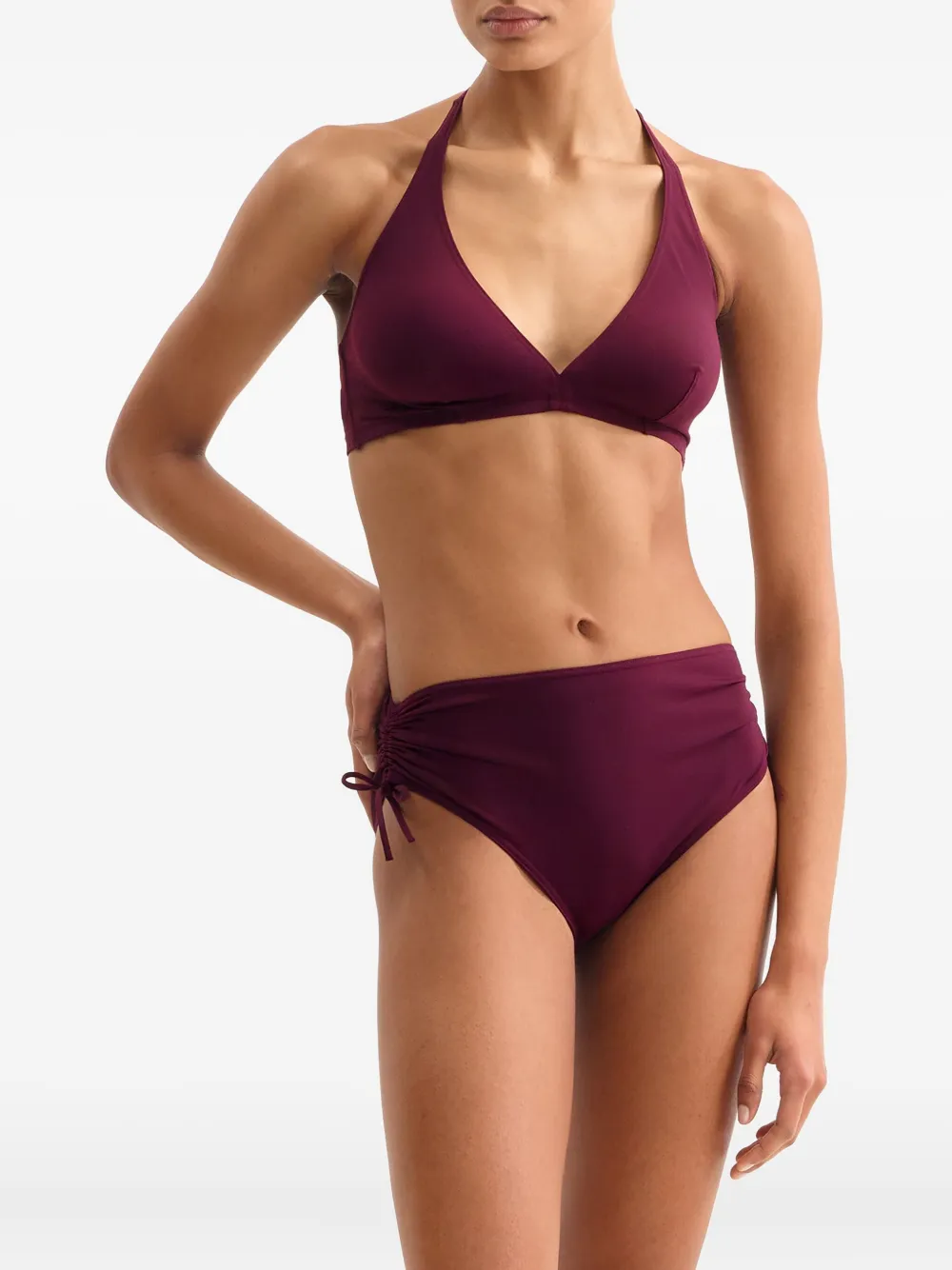 Eres Gang Halter-neck Triangle Bikini Top In Burgundy