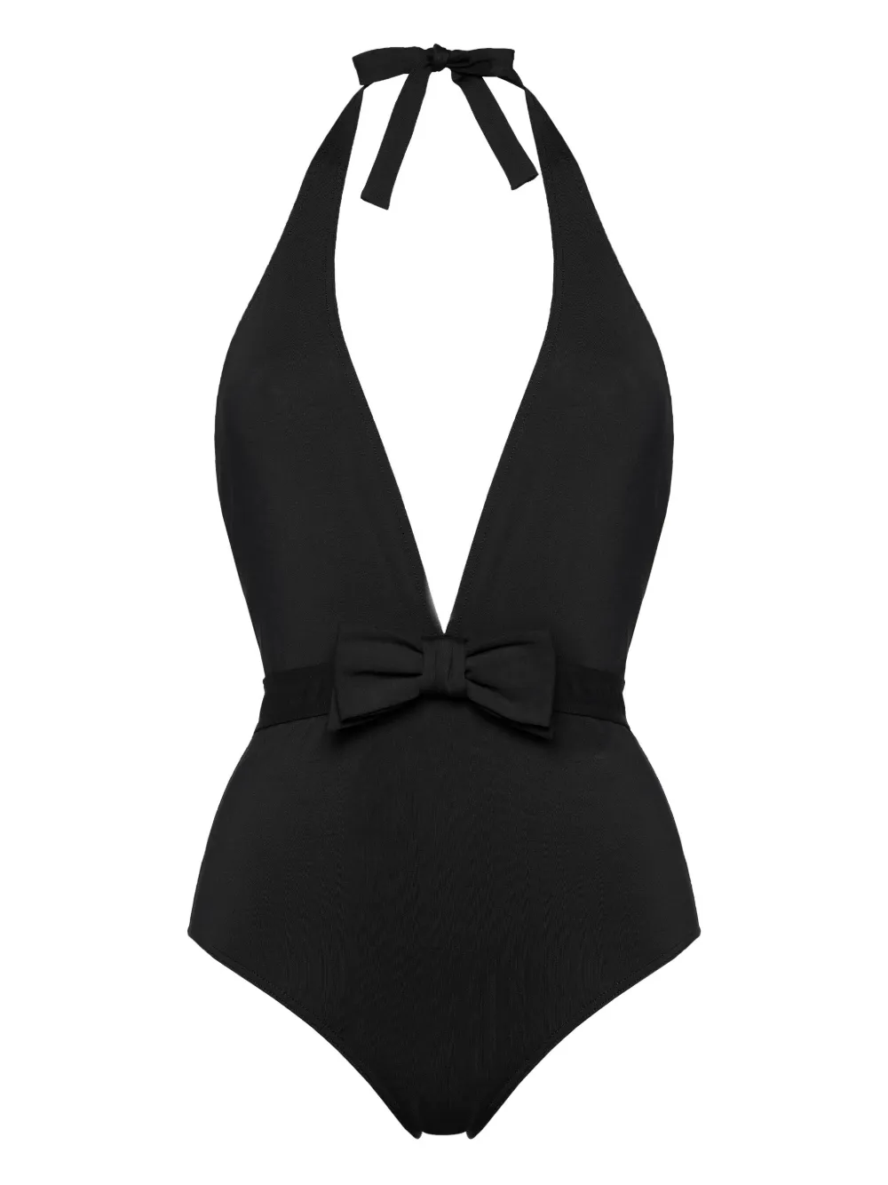 Eres Couture Bow-detailed Halterneck Swimsuit In Black