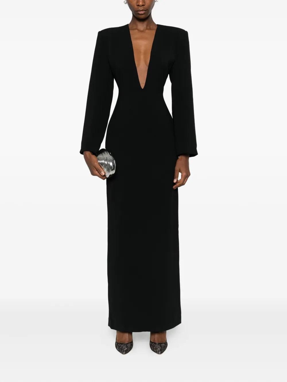 Solace London Deacon long-sleeve maxi dress - Zwart