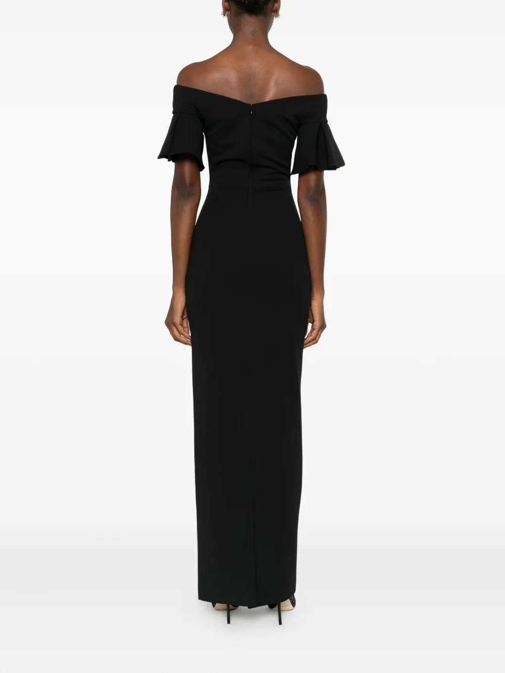 Solace London Cielo Off-shoulder Maxi Dress In Black