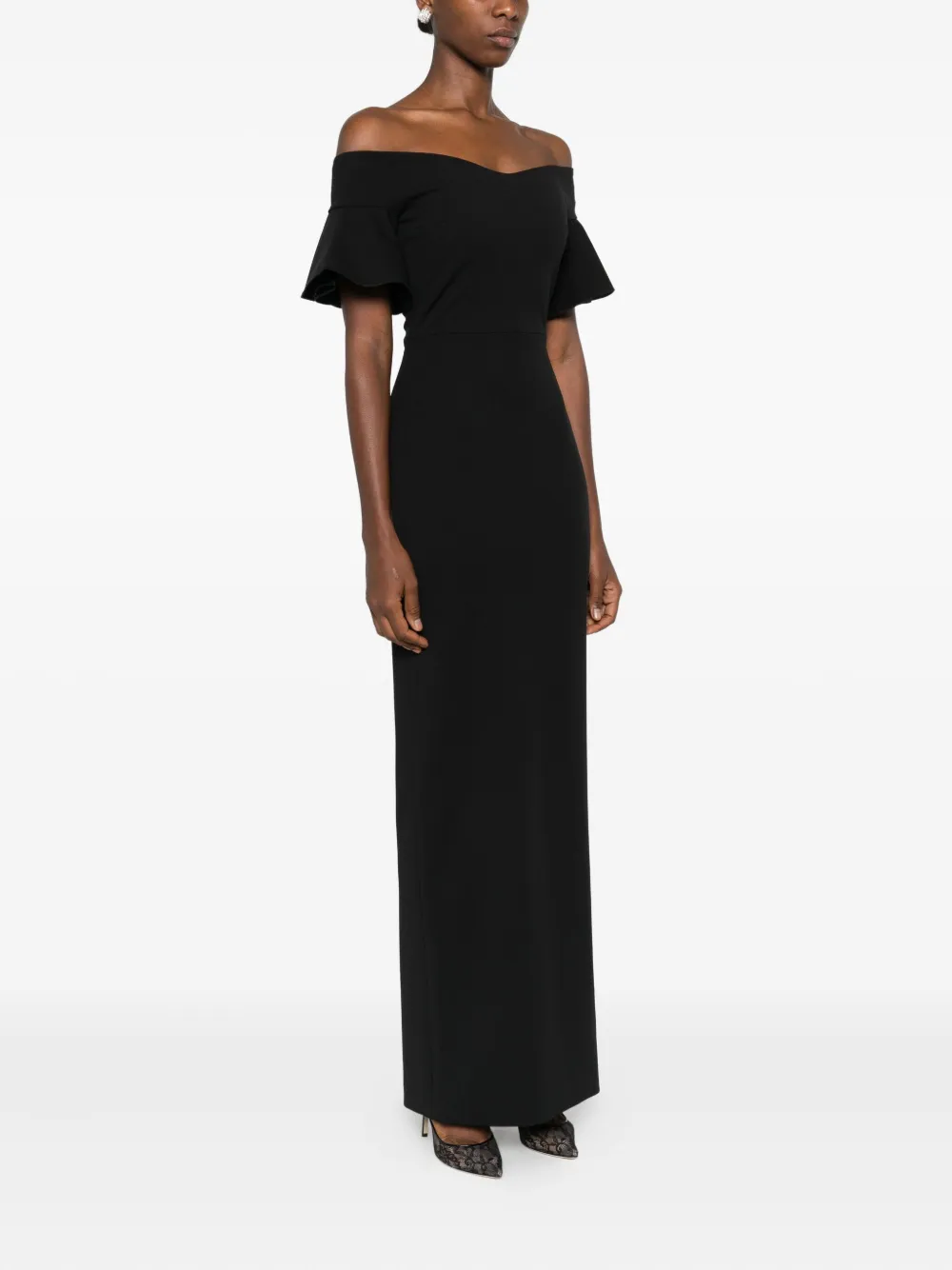 Solace London Cielo off-shoulder maxi-jurk Zwart