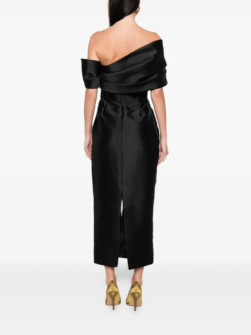 Solace London Mirla Midi Dress In Black