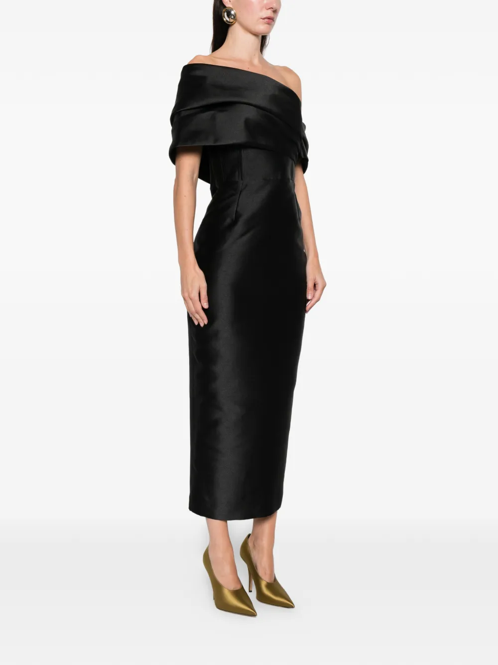 Solace London Mirla Midi Dress In Black