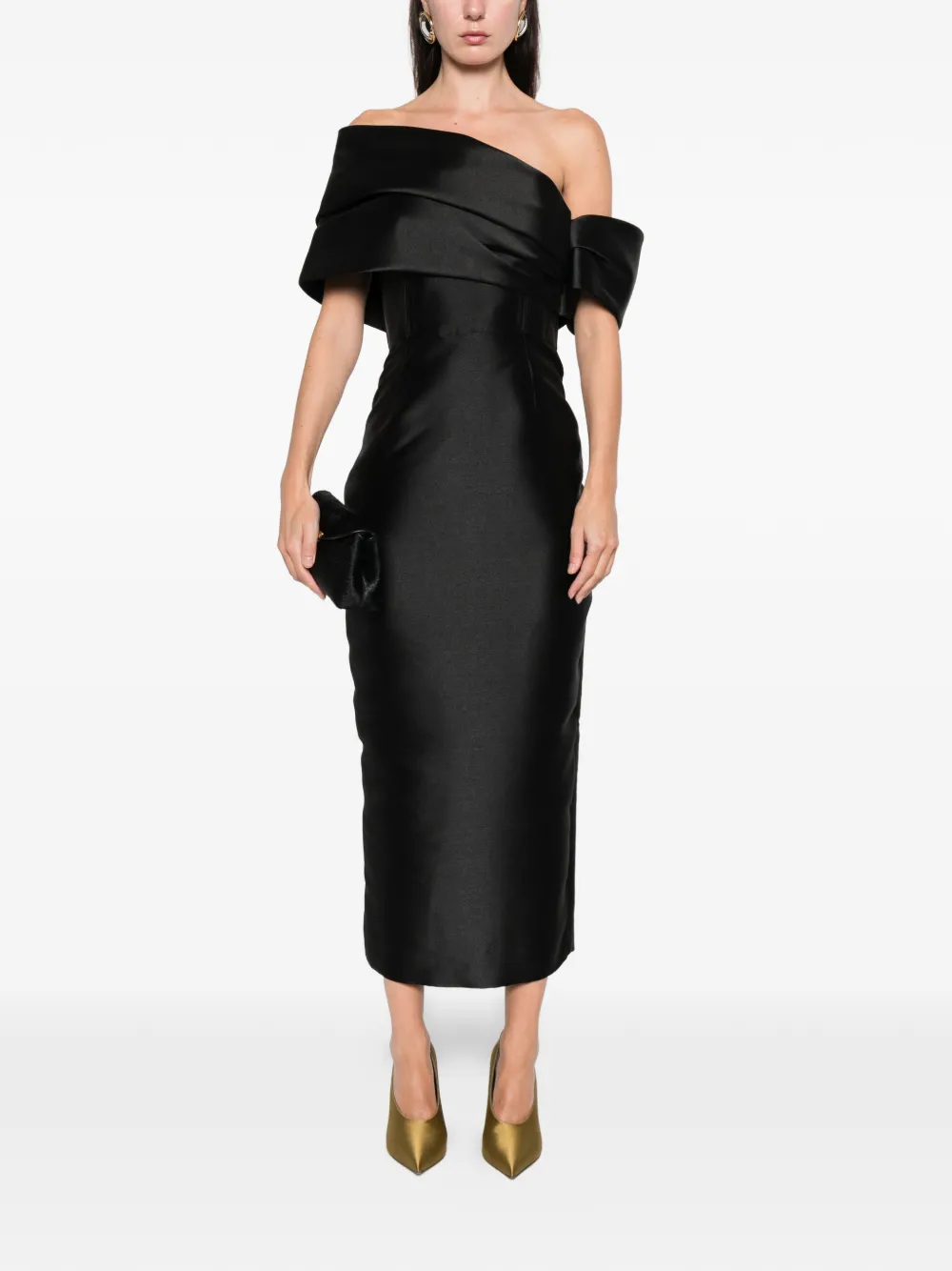 Solace London Mirla Midi Dress In Black