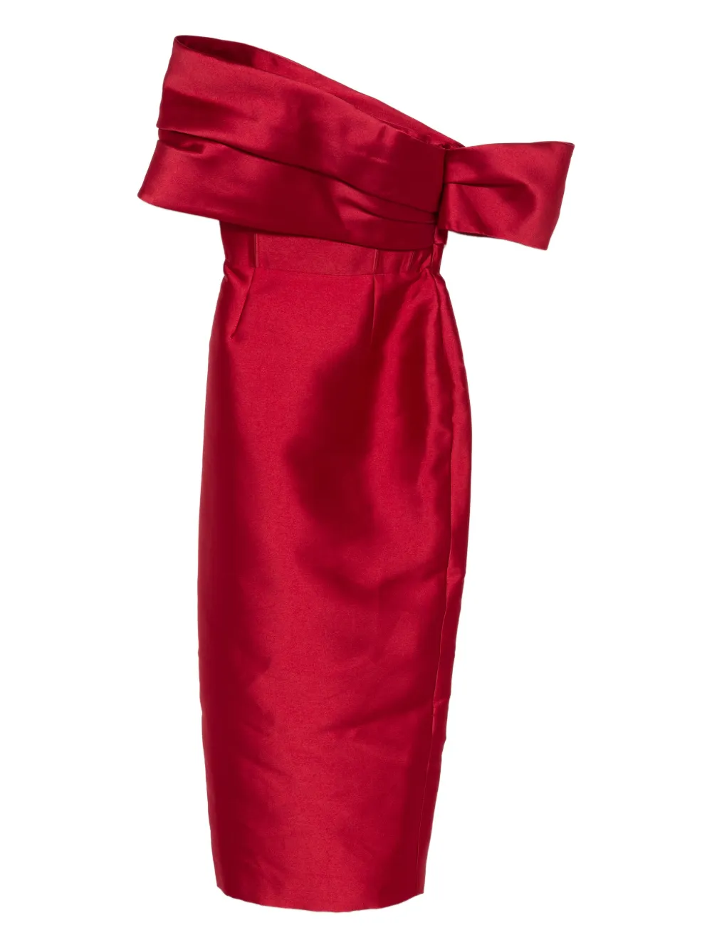 Solace London Mirla Off-shoulder Midi Dress In Red