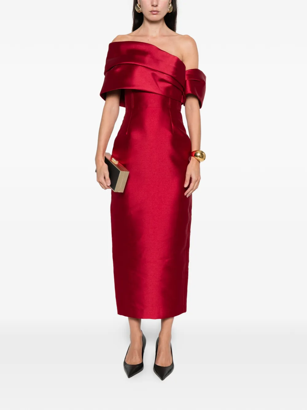 Solace London Mirla off-shoulder midi dress - Rood