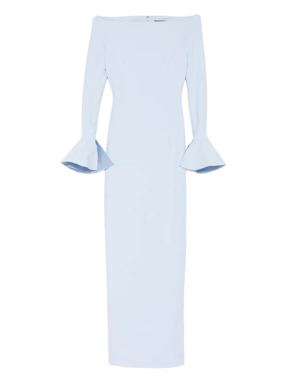 Solace London Anica Bell-sleeve Maxi Dress In Blue
