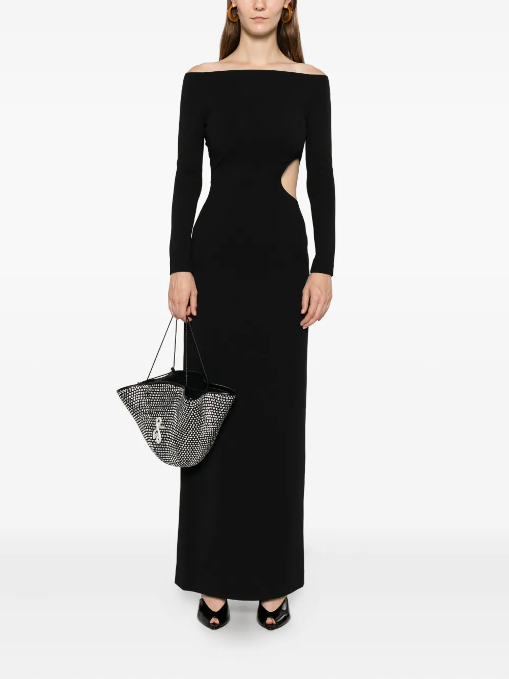 Solace London Mircea off-shoulder maxi-jurk met uitgesneden details - Zwart