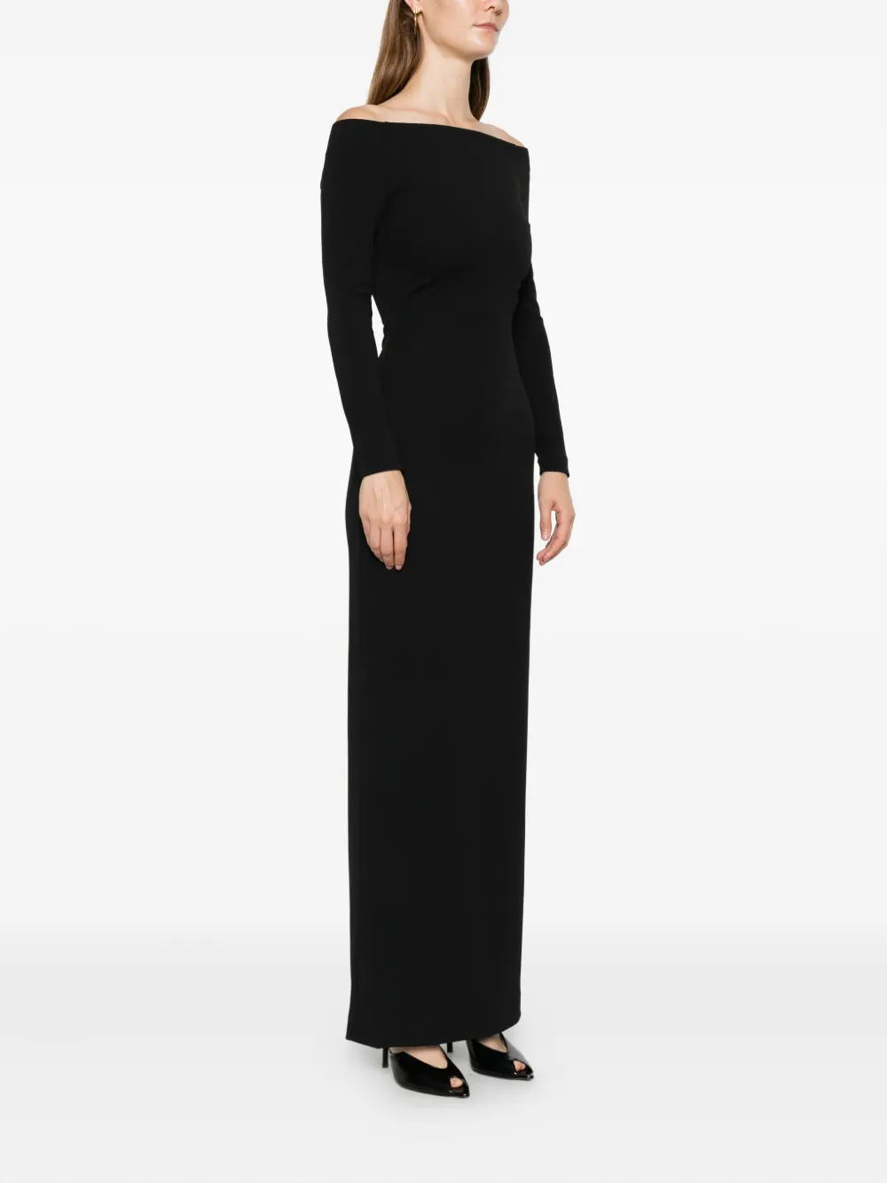 Solace London Mircea off-shoulder maxi-jurk met uitgesneden details Zwart