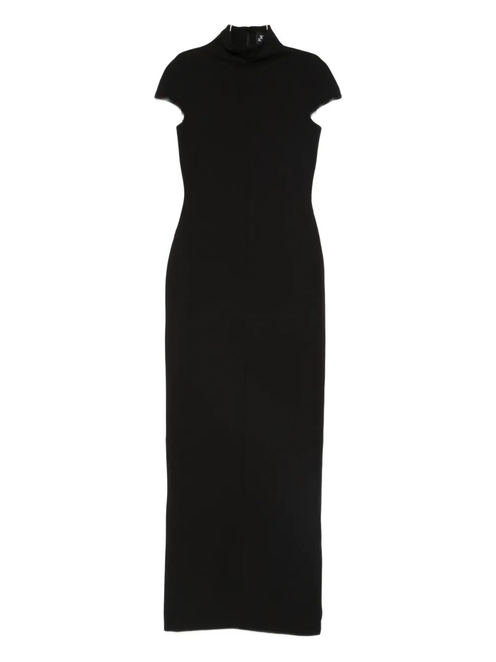 Solace London Lang High-neck Short-sleeve Maxi Dress In Black