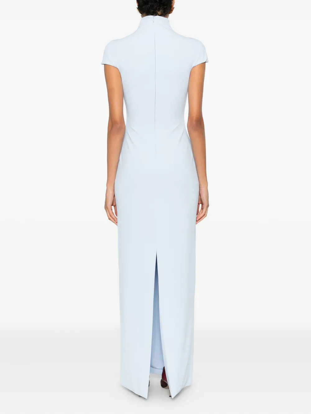 Solace London Lang maxi-jurk met gedrapeerde hals Blauw