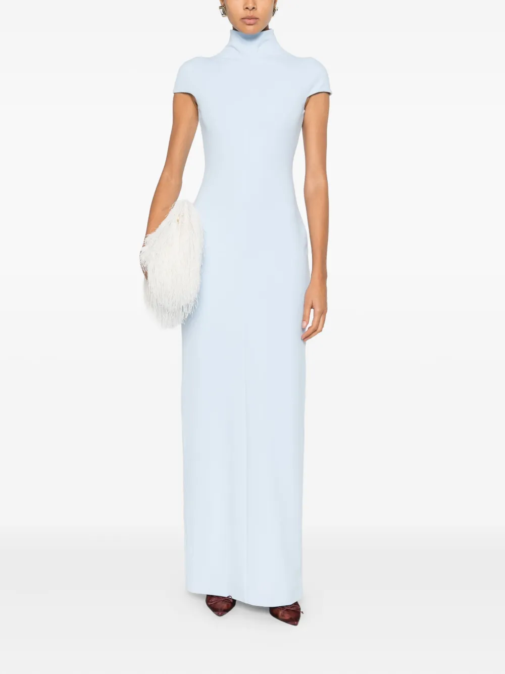 Solace London Lang maxi-jurk met gedrapeerde hals - Blauw