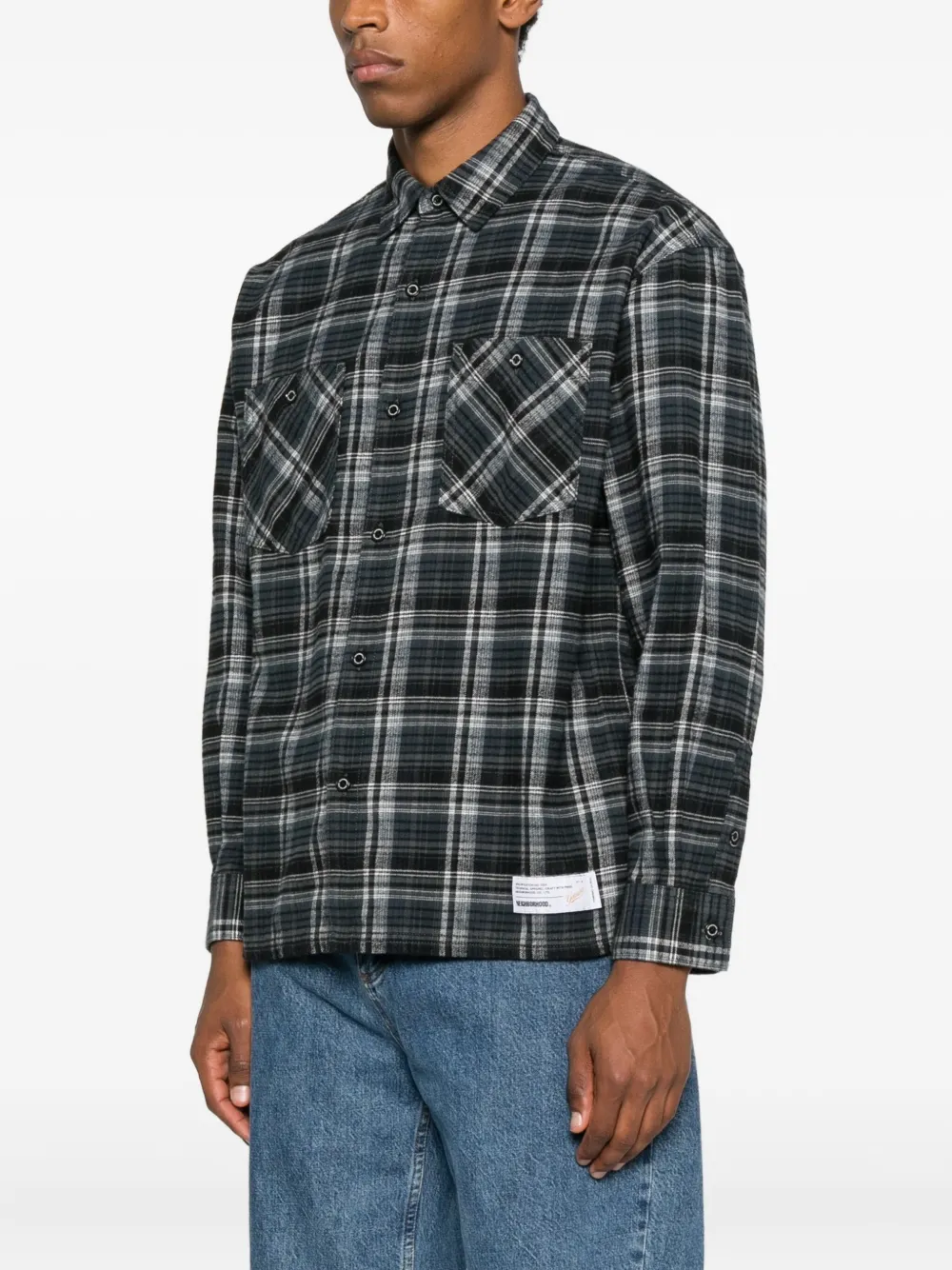 Neighborhood Clan Tartan-check Shirt In Black