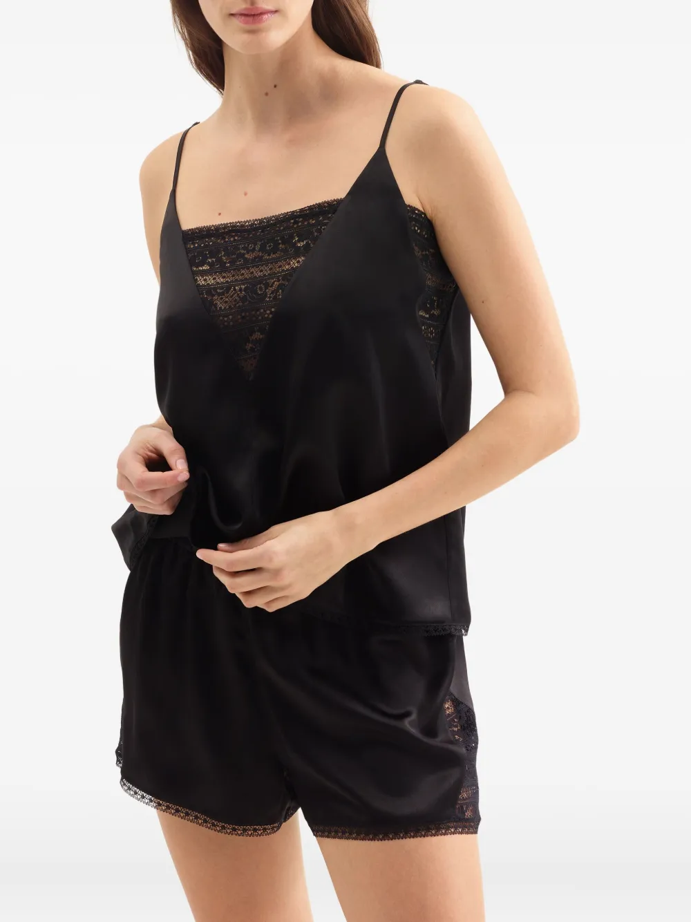 Eres Pensée Lace-trim Silk Camisole In Black
