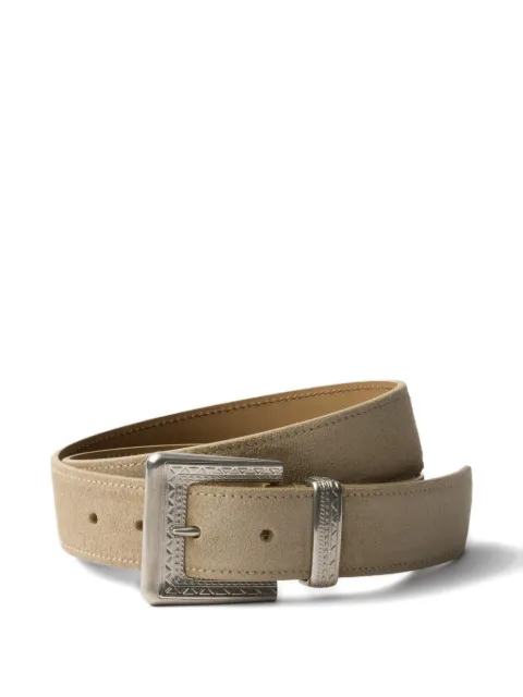 Prada engraved-buckle suede belt