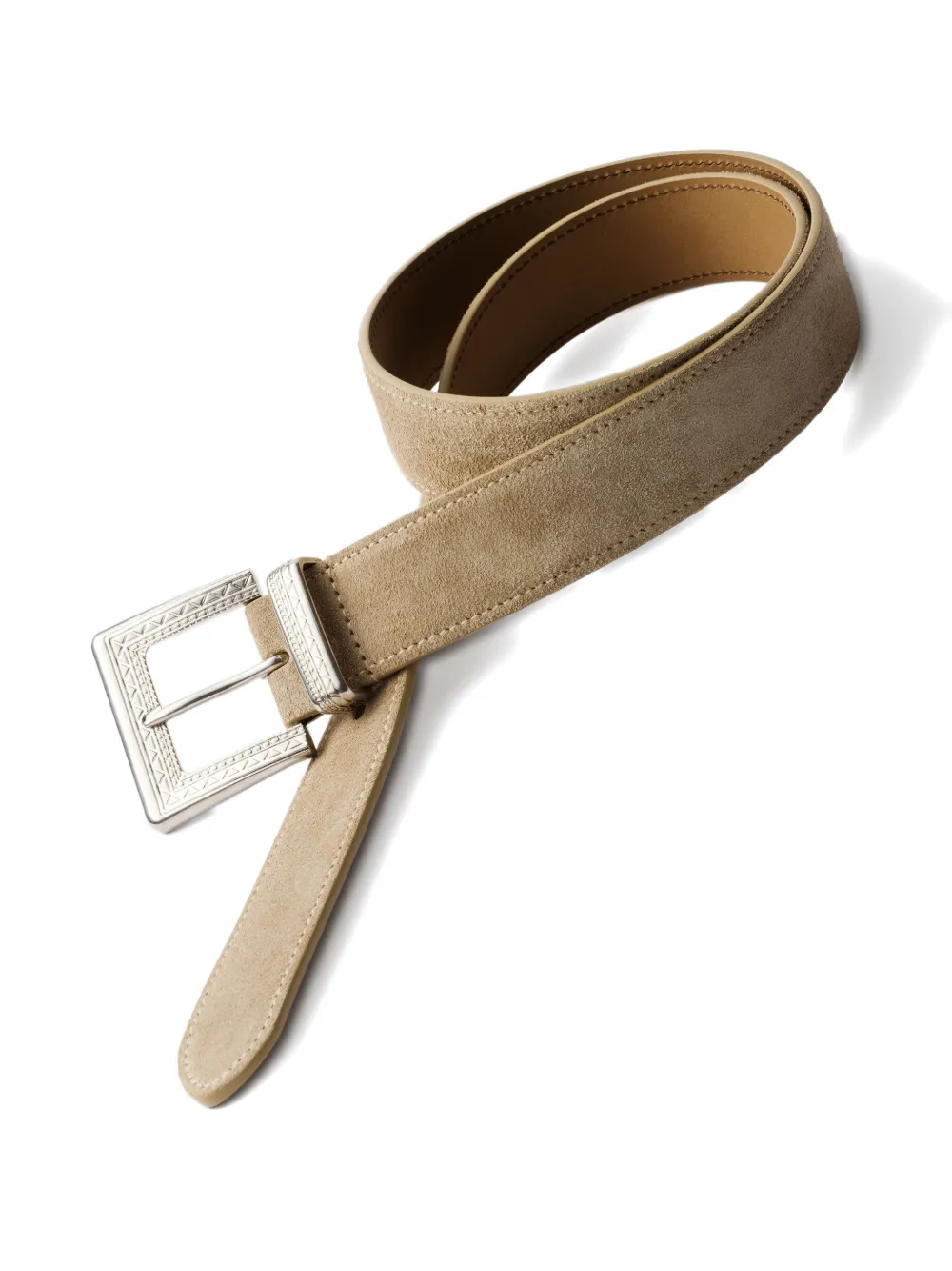 Prada engraved-buckle suede belt - Beige