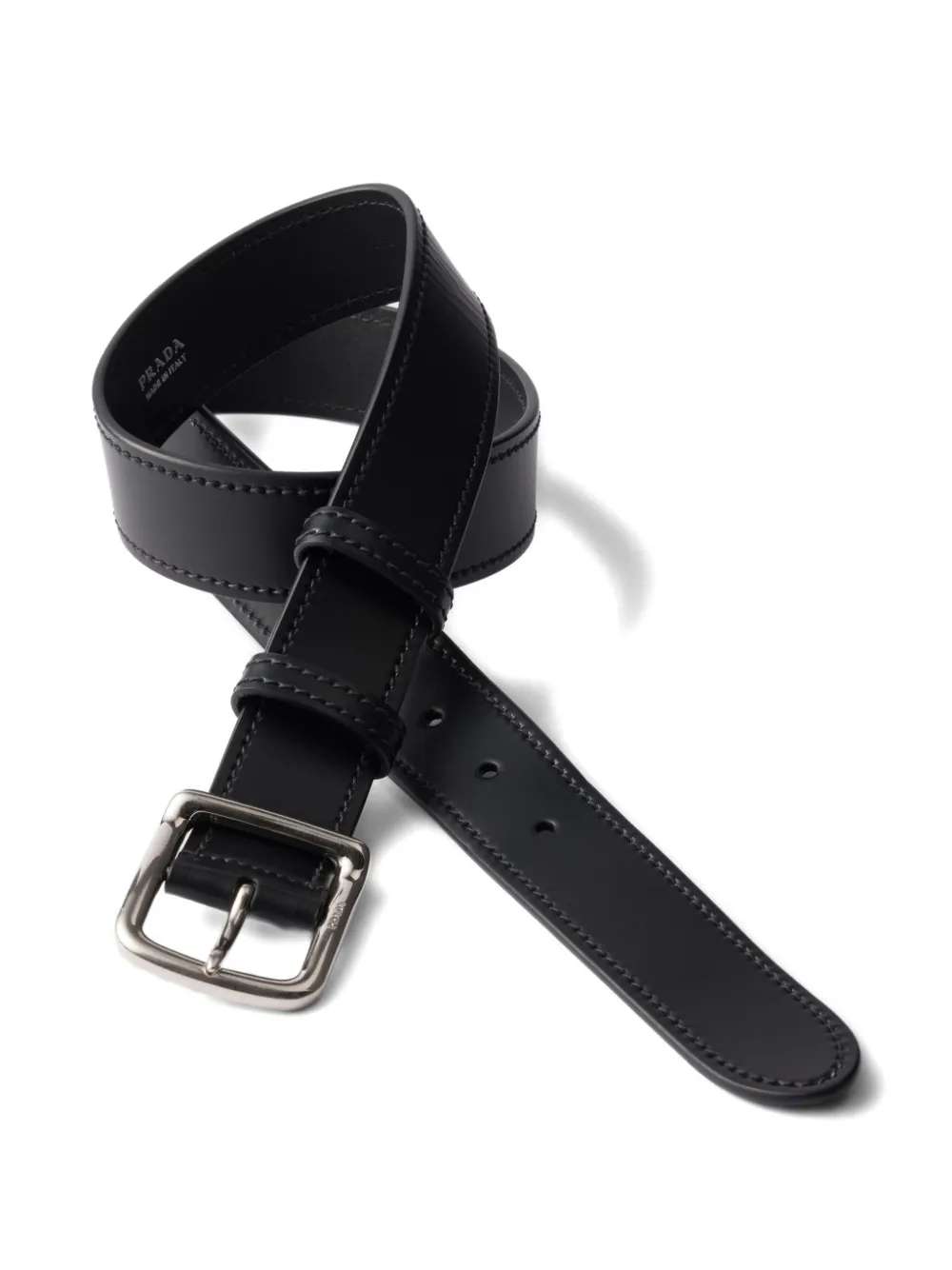 Prada leather buckle belt - Zwart