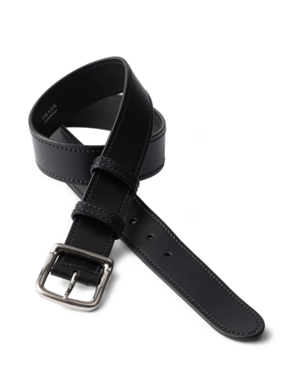 プラダのバックルベルト Prada バックル レザーベルト | ブラック | FARFETCH JP