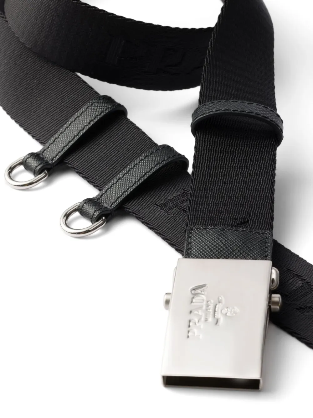 Prada logo-tape belt - Zwart