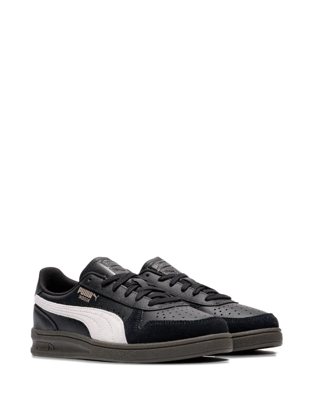 Puma Indoor Leather Sneaker In Black