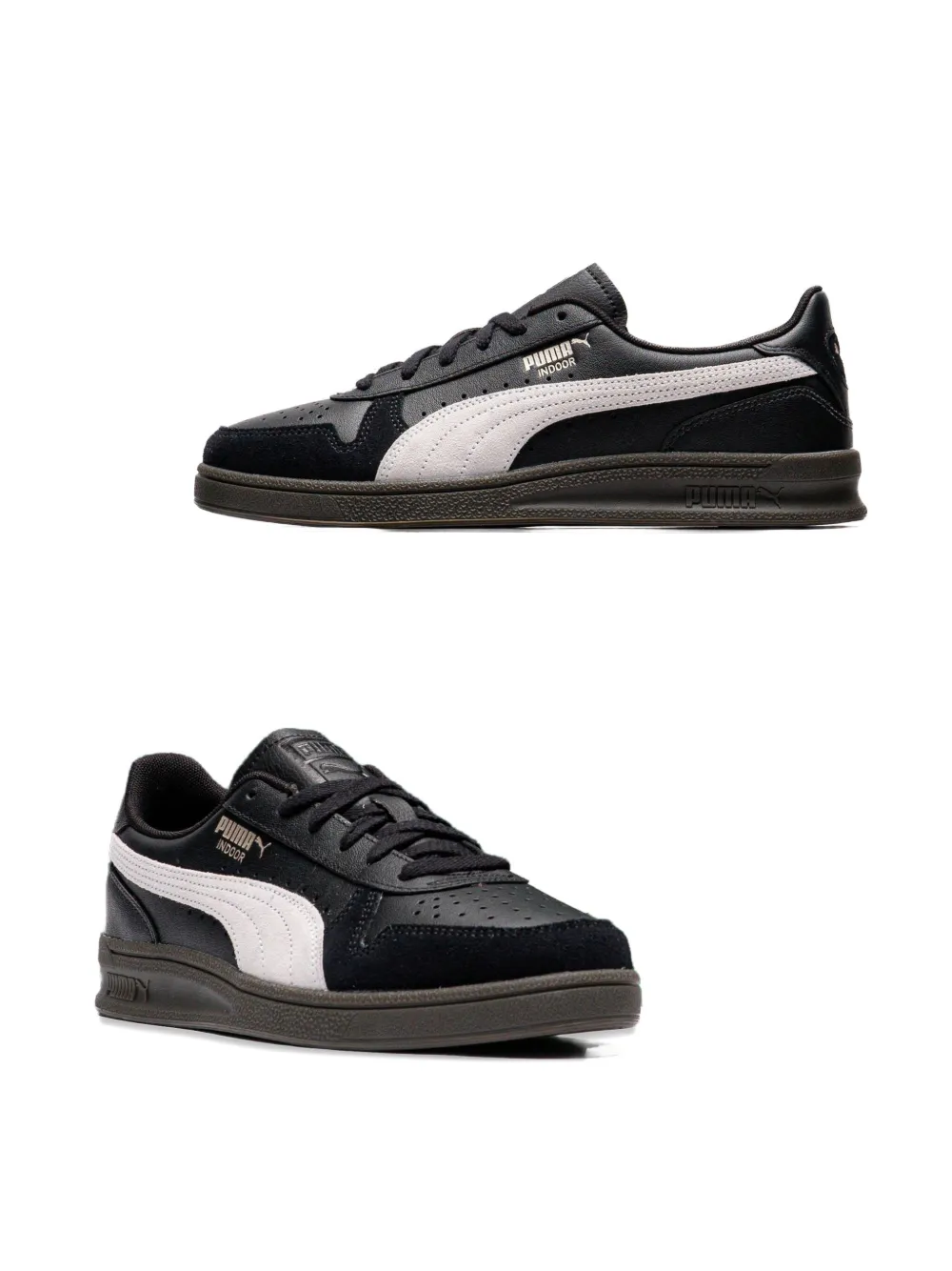Puma Indoor Leather Sneaker In Black