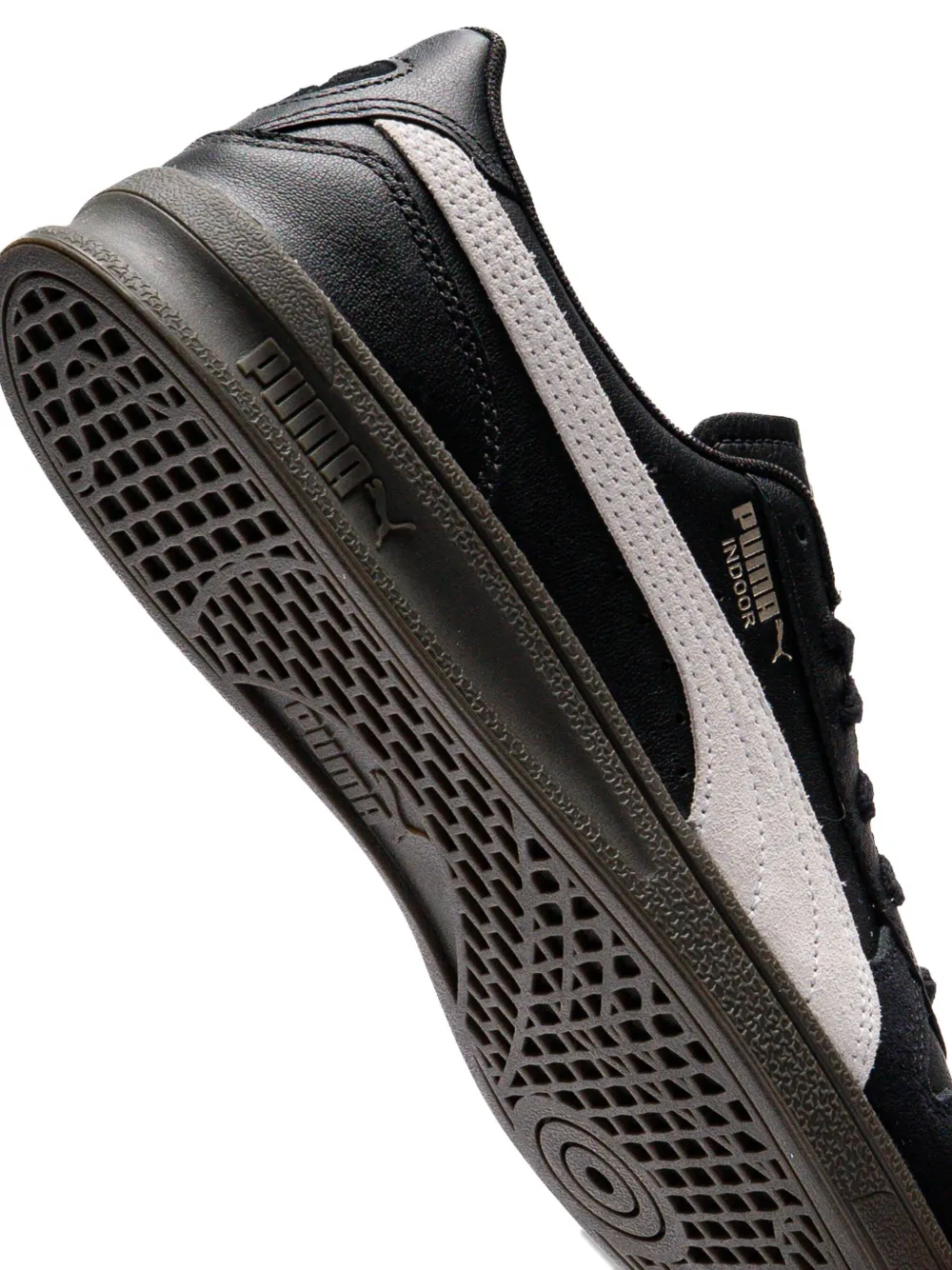 Puma Indoor Leather Sneaker In Black