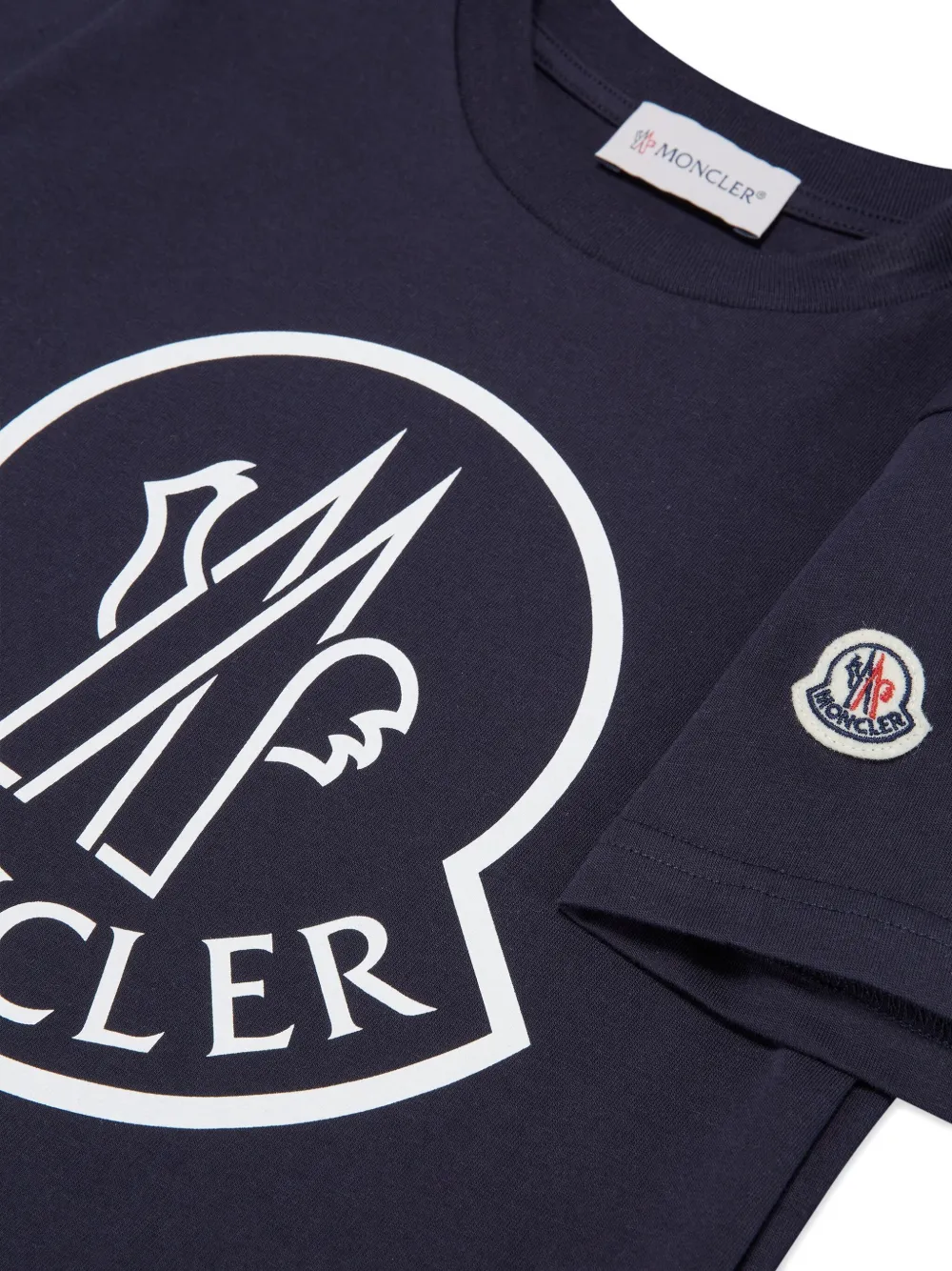 Moncler Enfant T-shirt met logoprint Blauw