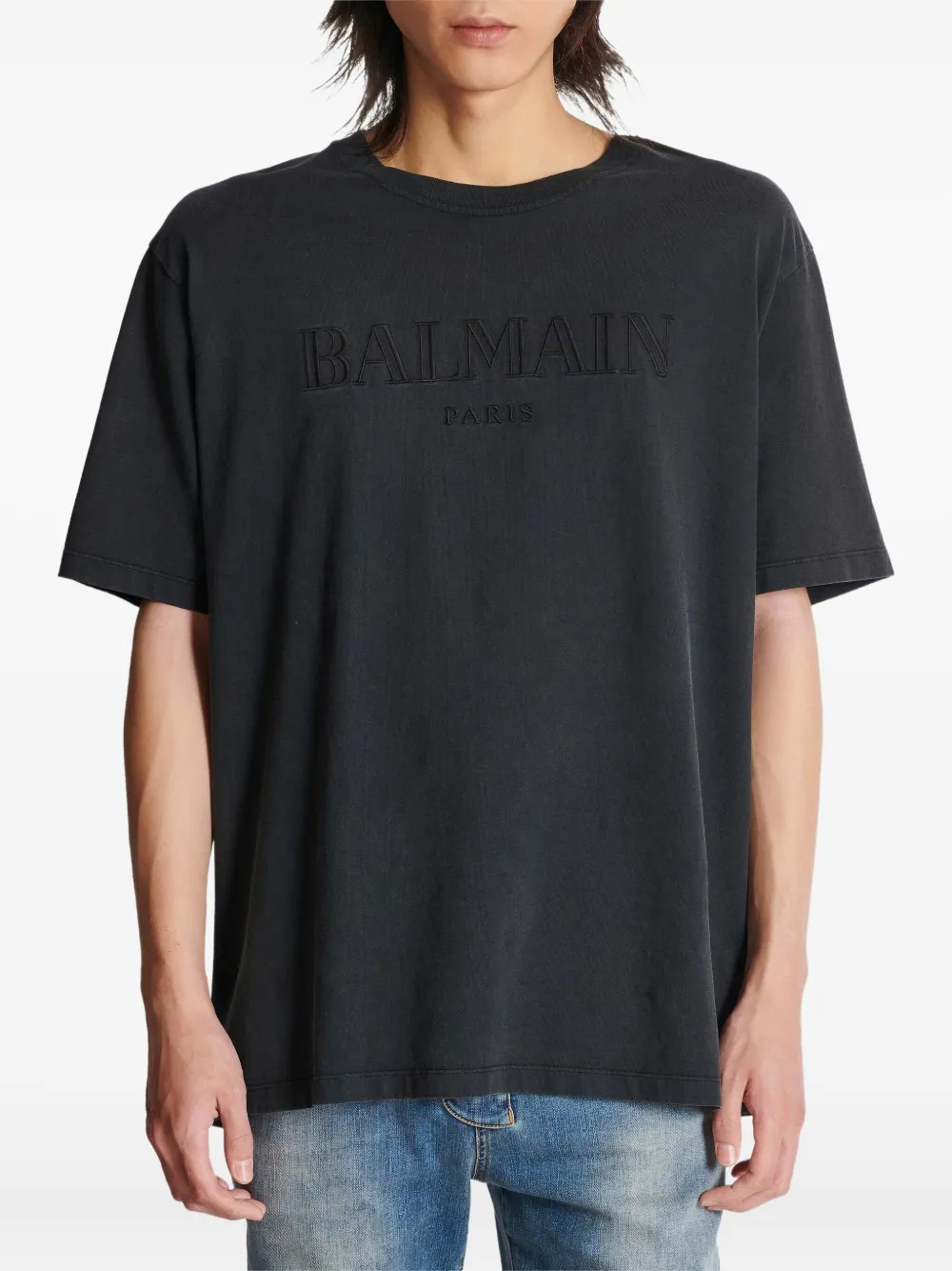 Balmain T-shirt met geborduurd logo Grijs