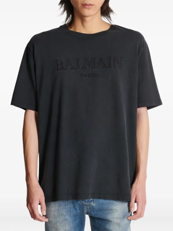 BALMAIN ナポレオン tシャツ 2014AW / 2014FW Balmain Camiseta Com Logo Bordado | Cinza | FARFETCH BR